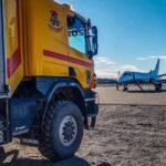 Bomberos desplegaron un operativo preventivo durante el aterrizaje y despegue de una aeronave de LADE